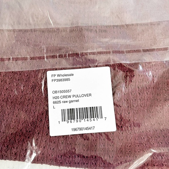 Free People H2O Crew Pullover Sweater Raw Garnet Size Large - Picture 6 of 7